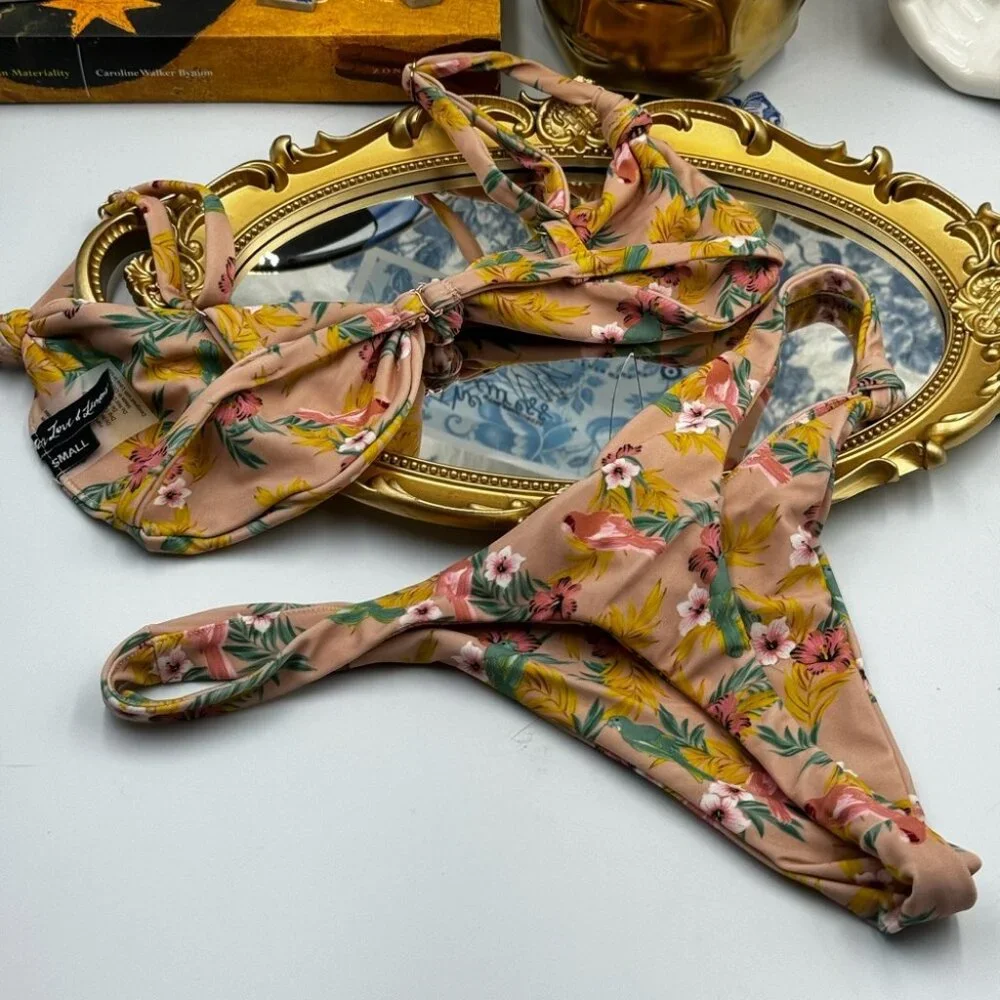 🆕 LOVE & LEMONS 🧿 NWOT Antigua Knot Thong Bikini Set - Size Small